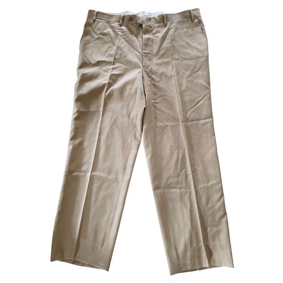 Canali Pants - Canali 7 Wool Tessuto Italy Dress Pants Tan Pleated Flat Front Menswear Inspired